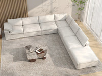 Deluxe Premium Cloud Sectional Sofa Covers | White Cotton and Linen Sofa Cover for 6-Seater with 1-Ottoman
