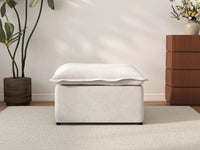 Deluxe Cloud Beige Ottoman | 1-Piece (Includes 1 Ottoman), Linen Look Poly Fabric, Easy To Clean