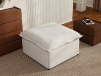 Deluxe Cloud Beige Ottoman | 1-Piece (Includes 1 Ottoman), Linen Look Poly Fabric, Easy To Clean