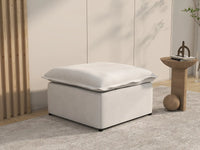 Deluxe Cloud Beige Ottoman | 1-Piece (Includes 1 Ottoman), Linen Look Poly Fabric, Easy To Clean
