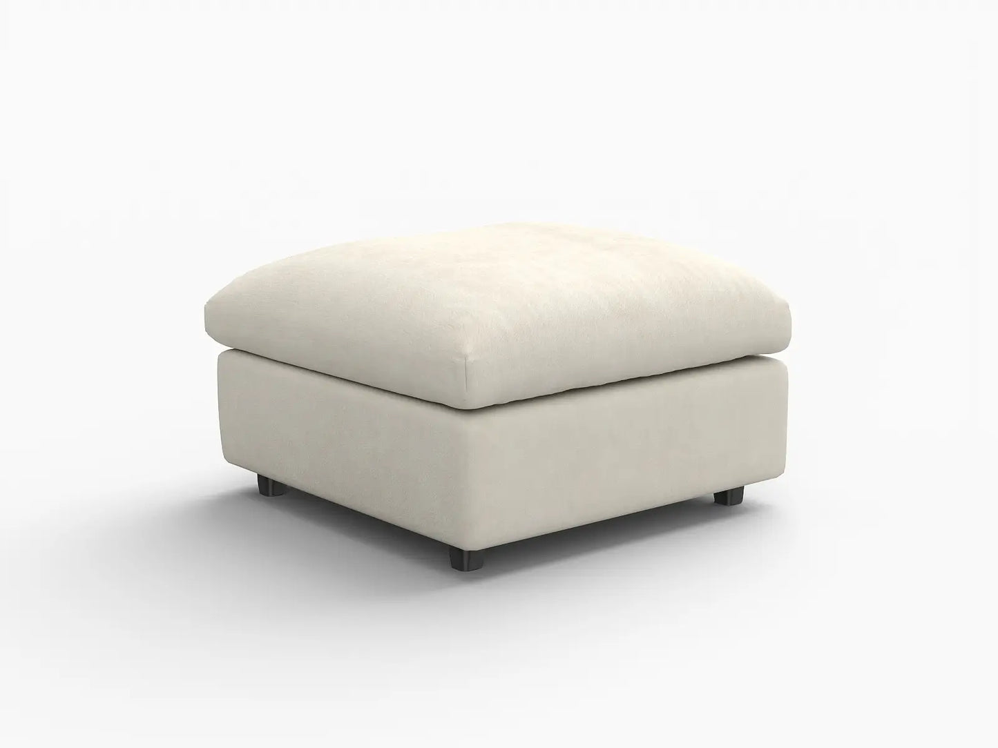 Puf de lujo nube beige | 1 pieza (incluye 1 puf), tela chenilla de mezcla de lino, fácil de limpiar