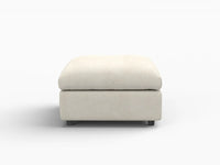 Puf de lujo nube beige | 1 pieza (incluye 1 puf), tela chenilla de mezcla de lino, fácil de limpiar