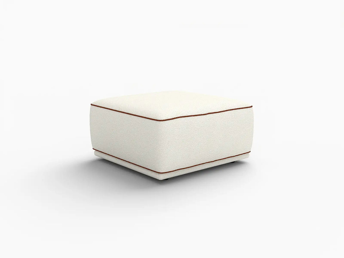 Deluxe Cloud Beige Small Space Ottoman | 1-Piece (Includes 1 Ottoman), Bouclé Sherpa-Like Fabric, Easy To Clean