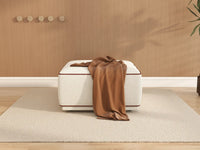 Deluxe Cloud Beige Small Space Ottoman | 1-Piece (Includes 1 Ottoman), Bouclé Sherpa-Like Fabric, Easy To Clean