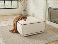 Deluxe Cloud Beige Small Space Ottoman | 1-Piece (Includes 1 Ottoman), Bouclé Sherpa-Like Fabric, Easy To Clean