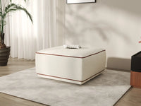 Deluxe Cloud Beige Small Space Ottoman | 1-Piece (Includes 1 Ottoman), Bouclé Sherpa-Like Fabric, Easy To Clean