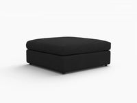 Deluxe Cloud Black Ottoman | 1-Piece (Includes 1 Ottoman), Bouclé Sherpa-Like Fabric, Washable Cushion Covers