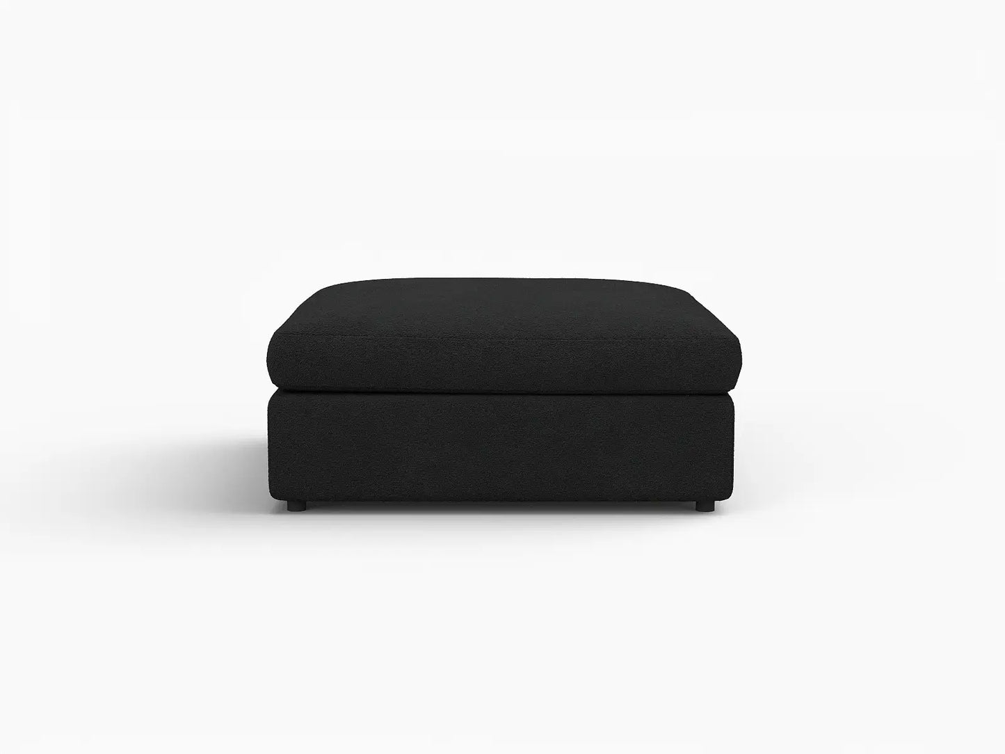 Deluxe Cloud Black Ottoman | 1-Piece (Includes 1 Ottoman), Bouclé Sherpa-Like Fabric, Washable Cushion Covers