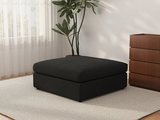 Puf Negro Deluxe Cloud | 1 Pieza (Incluye 1 puf), Tejido Bouclé tipo Sherpa, Fundas de cojín lavables