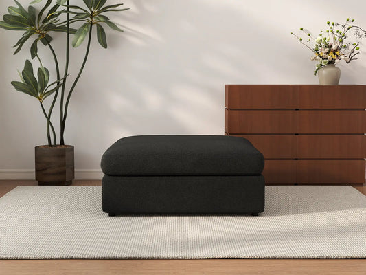 Puf Negro Deluxe Cloud | 1 Pieza (Incluye 1 puf), Tejido Bouclé tipo Sherpa, Fundas de cojín lavables