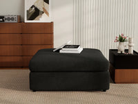 Deluxe Cloud Black Ottoman | 1-Piece (Includes 1 Ottoman), Bouclé Sherpa-Like Fabric, Washable Cushion Covers
