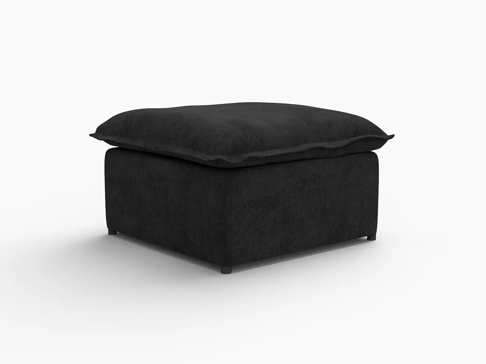 Deluxe Cloud Black Ottoman | 1-Piece (Includes 1 Ottoman), Linen Look Poly Fabric, Washable Cushion Covers