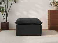 Deluxe Cloud Black Ottoman | 1-Piece (Includes 1 Ottoman), Linen Look Poly Fabric, Washable Cushion Covers