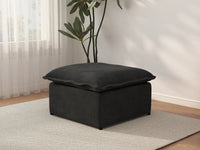 Deluxe Cloud Black Ottoman | 1-Piece (Includes 1 Ottoman), Linen Look Poly Fabric, Washable Cushion Covers