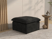 Deluxe Cloud Black Ottoman | 1-Piece (Includes 1 Ottoman), Linen Look Poly Fabric, Washable Cushion Covers