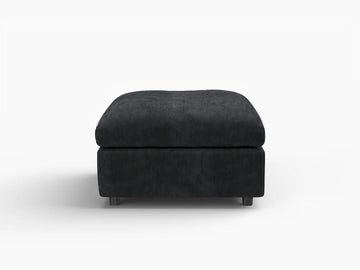 Fundas seccionales Lounge Cloud para sofá | Funda de sofá de chenilla de lino negro con 1 otomana