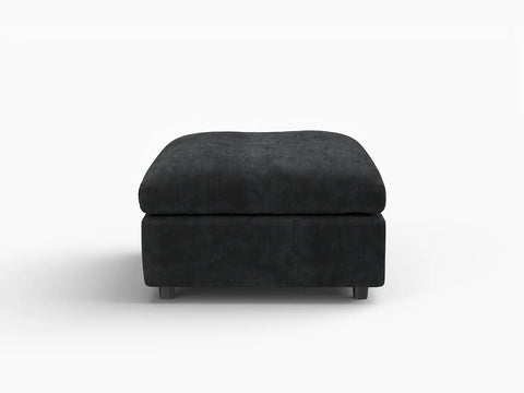 Lounge Cloud Sectional Sofa Covers | Black Linen-Blend Chenille Sofa Cover for with 1-Ottoman