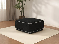 Deluxe Cloud Black Small Space Ottoman | 1-Piece (Includes 1 Ottoman), Bouclé Sherpa-Like Fabric, Easy To Clean