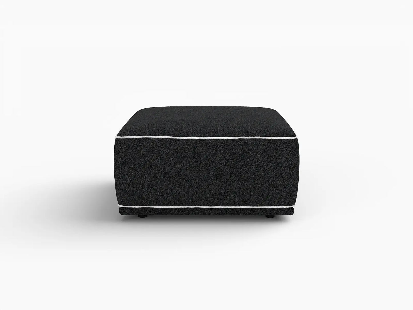 Deluxe Cloud Black Small Space Ottoman | 1-Piece (Includes 1 Ottoman), Bouclé Sherpa-Like Fabric, Easy To Clean