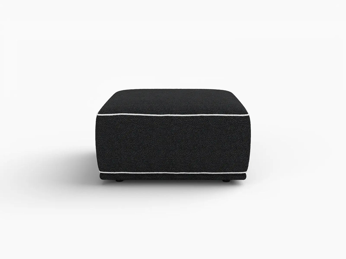 Deluxe Cloud Black Small Space Ottoman | 1-Piece (Includes 1 Ottoman), Bouclé Sherpa-Like Fabric, Easy To Clean