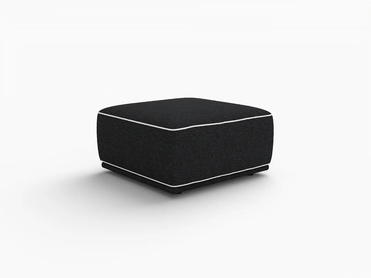 Deluxe Cloud Black Small Space Ottoman | 1-Piece (Includes 1 Ottoman), Bouclé Sherpa-Like Fabric, Easy To Clean