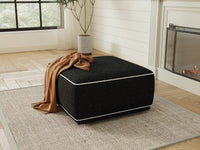 Deluxe Cloud Black Small Space Ottoman | 1-Piece (Includes 1 Ottoman), Bouclé Sherpa-Like Fabric, Easy To Clean