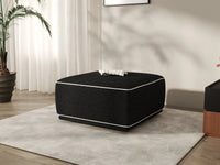 Deluxe Cloud Black Small Space Ottoman | 1-Piece (Includes 1 Ottoman), Bouclé Sherpa-Like Fabric, Easy To Clean
