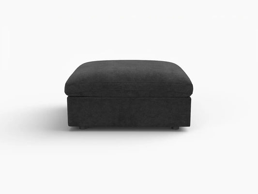 Fundas seccionales para sofá Deluxe Slope Cloud | Funda de sofá de chenilla negra y lino con 1 otomana