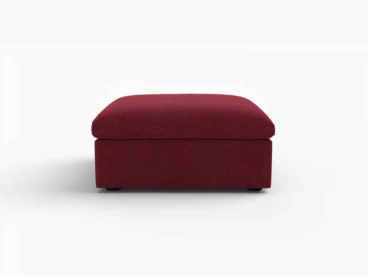 Deluxe Cloud Claret Ottoman | 1-Piece (Includes 1 Ottoman), Velvet Fabric, Living Room Accent, Washable Cushion Covers
