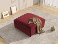 Deluxe Cloud Claret Ottoman | 1-Piece (Includes 1 Ottoman), Velvet Fabric, Living Room Accent, Washable Cushion Covers