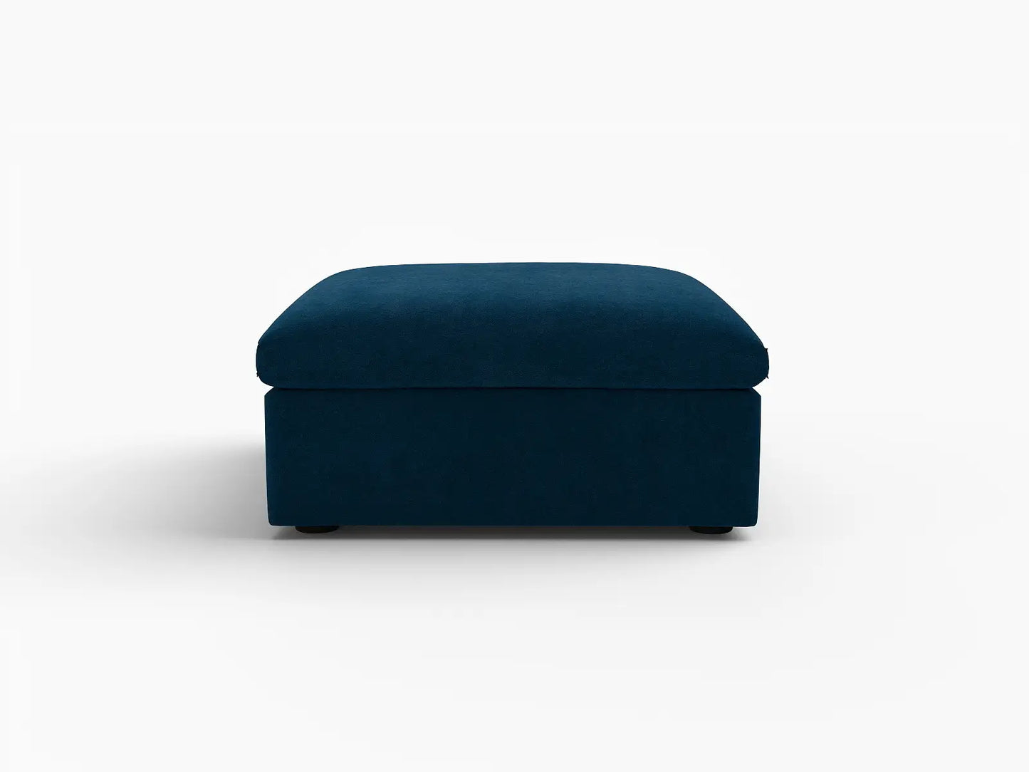 Deluxe Cloud Dark Blue Ottoman | 1-Piece (Includes 1 Ottoman), Velvet Fabric, Living Room Accent, Washable Cushion Covers