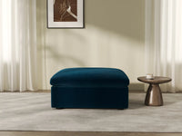 Deluxe Cloud Dark Blue Ottoman | 1-Piece (Includes 1 Ottoman), Velvet Fabric, Living Room Accent, Washable Cushion Covers