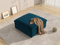 Deluxe Cloud Dark Blue Ottoman | 1-Piece (Includes 1 Ottoman), Velvet Fabric, Living Room Accent, Washable Cushion Covers