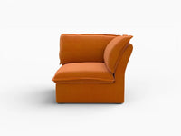 Deluxe Cloud Dark Orange 1-Seater Single Sofa | 1-Piece, Velvet Fabric, Washable Covers