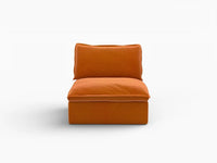 Deluxe Cloud Dark Orange 1-Seater Single Sofa | 1-Piece, Velvet Fabric, Washable Covers