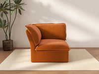 Deluxe Cloud Dark Orange 1-Seater Single Sofa | 1-Piece, Velvet Fabric, Washable Covers
