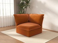 Deluxe Cloud Dark Orange 1-Seater Single Sofa | 1-Piece, Velvet Fabric, Washable Covers