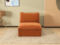 Deluxe Cloud Dark Orange 1-Seater Single Sofa | 1-Piece, Velvet Fabric, Washable Covers