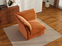 Deluxe Cloud Dark Orange 1-Seater Single Sofa | 1-Piece, Velvet Fabric, Washable Covers