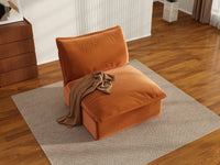 Deluxe Cloud Dark Orange 1-Seater Single Sofa | 1-Piece, Velvet Fabric, Washable Covers