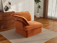 Deluxe Cloud Dark Orange 1-Seater Single Sofa | 1-Piece, Velvet Fabric, Washable Covers