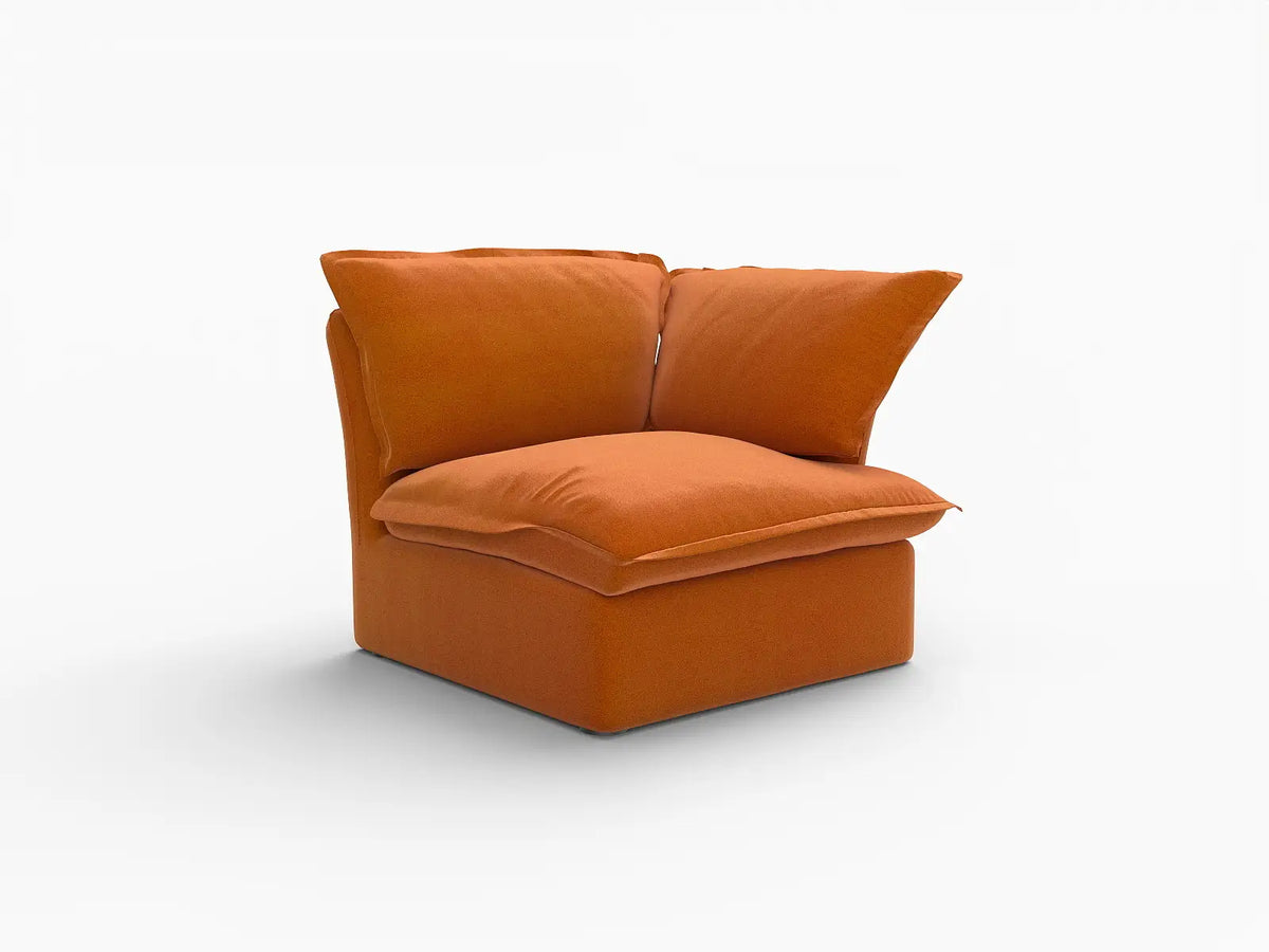 Deluxe Cloud Dark Orange 1-Seater Sofa | 1-Piece, Velvet Fabric, Washable Covers