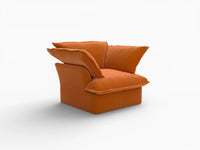 Deluxe Cloud Dark Orange 1-Seater Sofa | 1-Piece, Velvet Fabric, Washable Covers