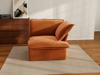 Deluxe Cloud Dark Orange 1-Seater Sofa | 1-Piece, Velvet Fabric, Washable Covers