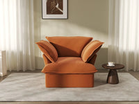 Deluxe Cloud Dark Orange 1-Seater Sofa | 1-Piece, Velvet Fabric, Washable Covers