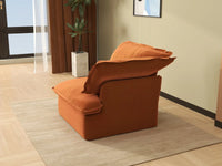 Deluxe Cloud Dark Orange 1-Seater Sofa | 1-Piece, Velvet Fabric, Washable Covers