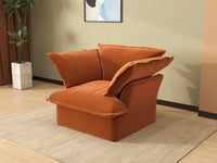Deluxe Cloud Dark Orange 1-Seater Sofa | 1-Piece, Velvet Fabric, Washable Covers