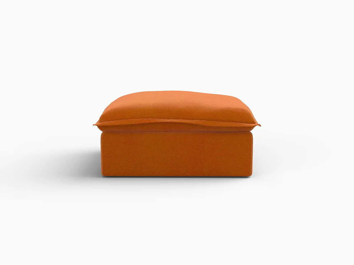 Deluxe Cloud Dark Orange 1-Seater Storage Ottoman | 1-Piece (includes 1 ottoman), Velvet Fabric, Washable Covers