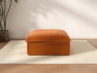 Deluxe Cloud Dark Orange 1-Seater Storage Ottoman | 1-Piece (includes 1 ottoman), Velvet Fabric, Washable Covers