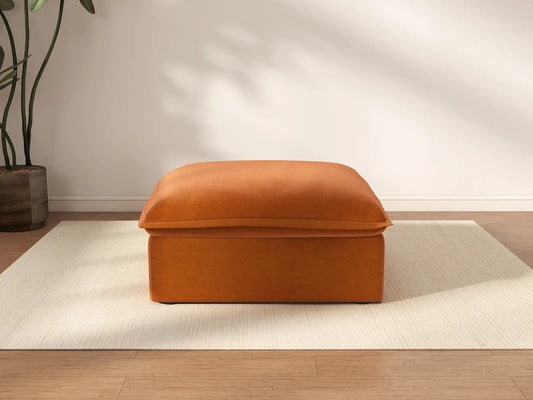 Deluxe Cloud Dark Orange 1-Seater Storage Ottoman | 1-Piece (includes 1 ottoman), Velvet Fabric, Washable Covers